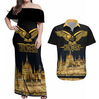 Personalized Hungary Budapest Capital Couples Matching Off Shoulder Maxi Dress and Hawaiian Shirt Hungarian Turul Bird - Wonder Print Shop