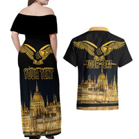 Personalized Hungary Budapest Capital Couples Matching Off Shoulder Maxi Dress and Hawaiian Shirt Hungarian Turul Bird - Wonder Print Shop