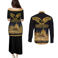 Personalized Hungary Budapest Capital Couples Matching Puletasi and Long Sleeve Button Shirt Hungarian Turul Bird - Wonder Print Shop