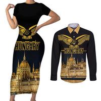 Personalized Hungary Budapest Capital Couples Matching Short Sleeve Bodycon Dress and Long Sleeve Button Shirt Hungarian Turul Bird - Wonder Print Shop