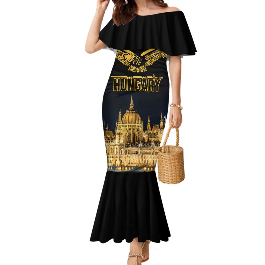 Personalized Hungary Budapest Capital Family Matching Mermaid Dress and Hawaiian Shirt Hungarian Turul Bird - Wonder Print Shop