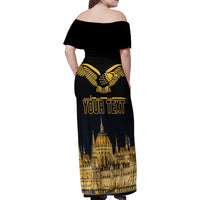 Personalized Hungary Budapest Capital Family Matching Off Shoulder Maxi Dress and Hawaiian Shirt Hungarian Turul Bird - Wonder Print Shop