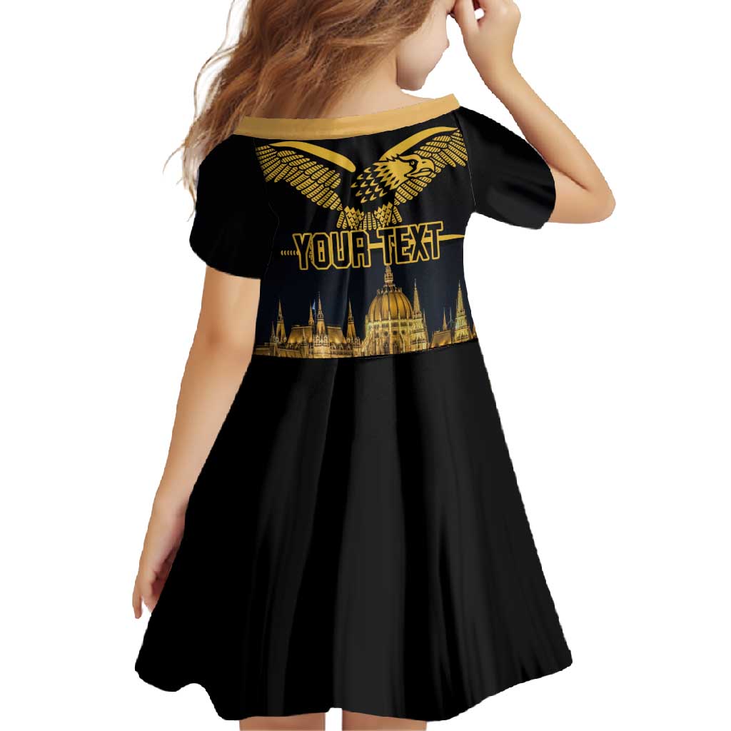 Personalized Hungary Budapest Capital Family Matching Short Sleeve Bodycon Dress and Hawaiian Shirt Hungarian Turul Bird - Wonder Print Shop