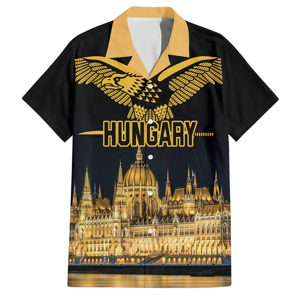 Personalized Hungary Budapest Capital Family Matching Short Sleeve Bodycon Dress and Hawaiian Shirt Hungarian Turul Bird - Wonder Print Shop