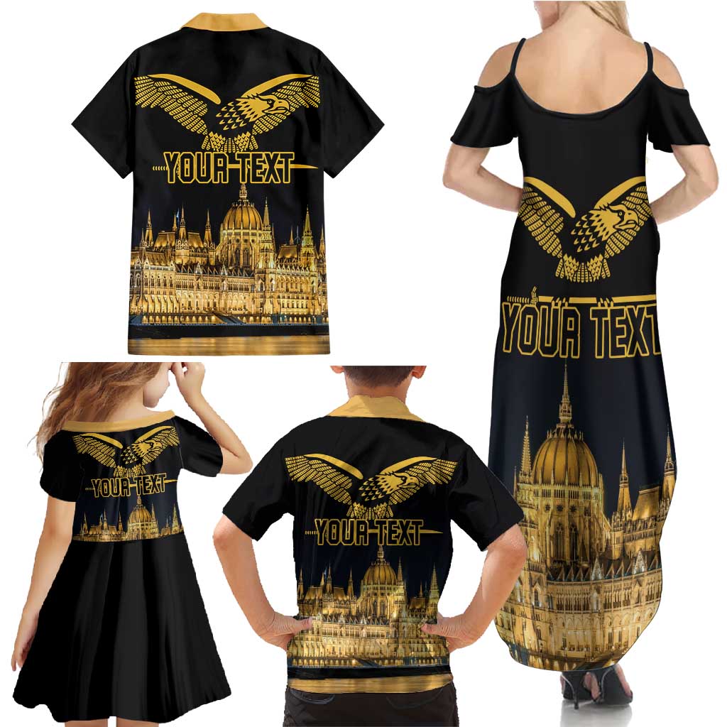 Personalized Hungary Budapest Capital Family Matching Summer Maxi Dress and Hawaiian Shirt Hungarian Turul Bird - Wonder Print Shop