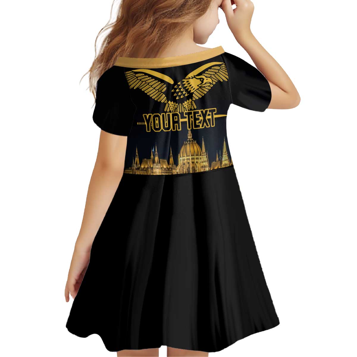 Personalized Hungary Budapest Capital Kid Short Sleeve Dress Hungarian Turul Bird - Wonder Print Shop