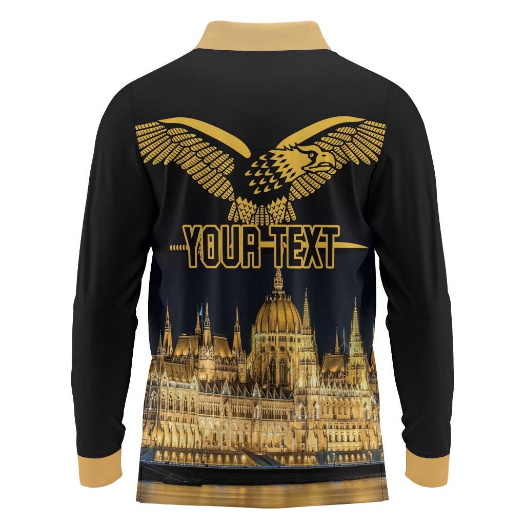 Personalized Hungary Budapest Capital Long Sleeve Polo Shirt Hungarian Turul Bird - Wonder Print Shop