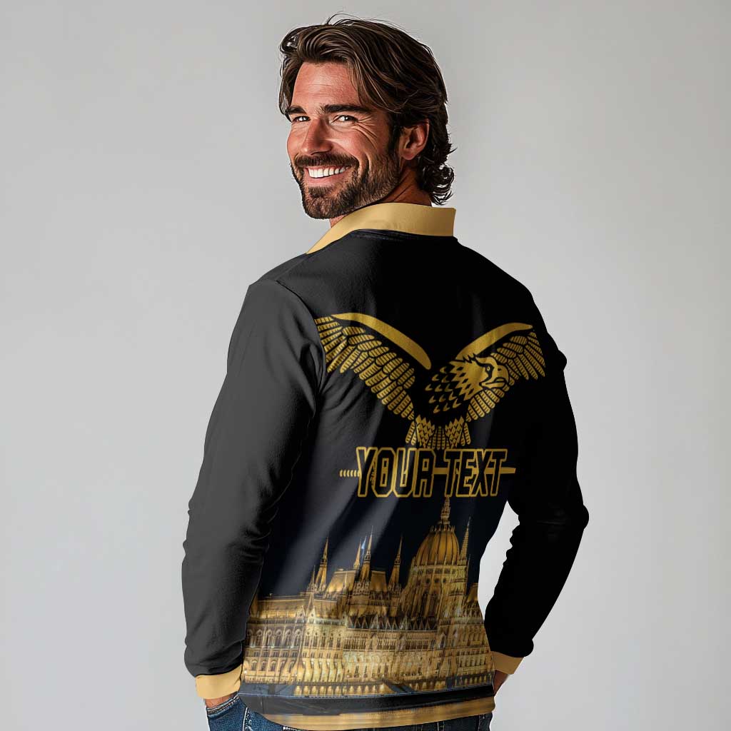 Personalized Hungary Budapest Capital Long Sleeve Polo Shirt Hungarian Turul Bird - Wonder Print Shop