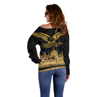 Personalized Hungary Budapest Capital Off Shoulder Sweater Hungarian Turul Bird - Wonder Print Shop
