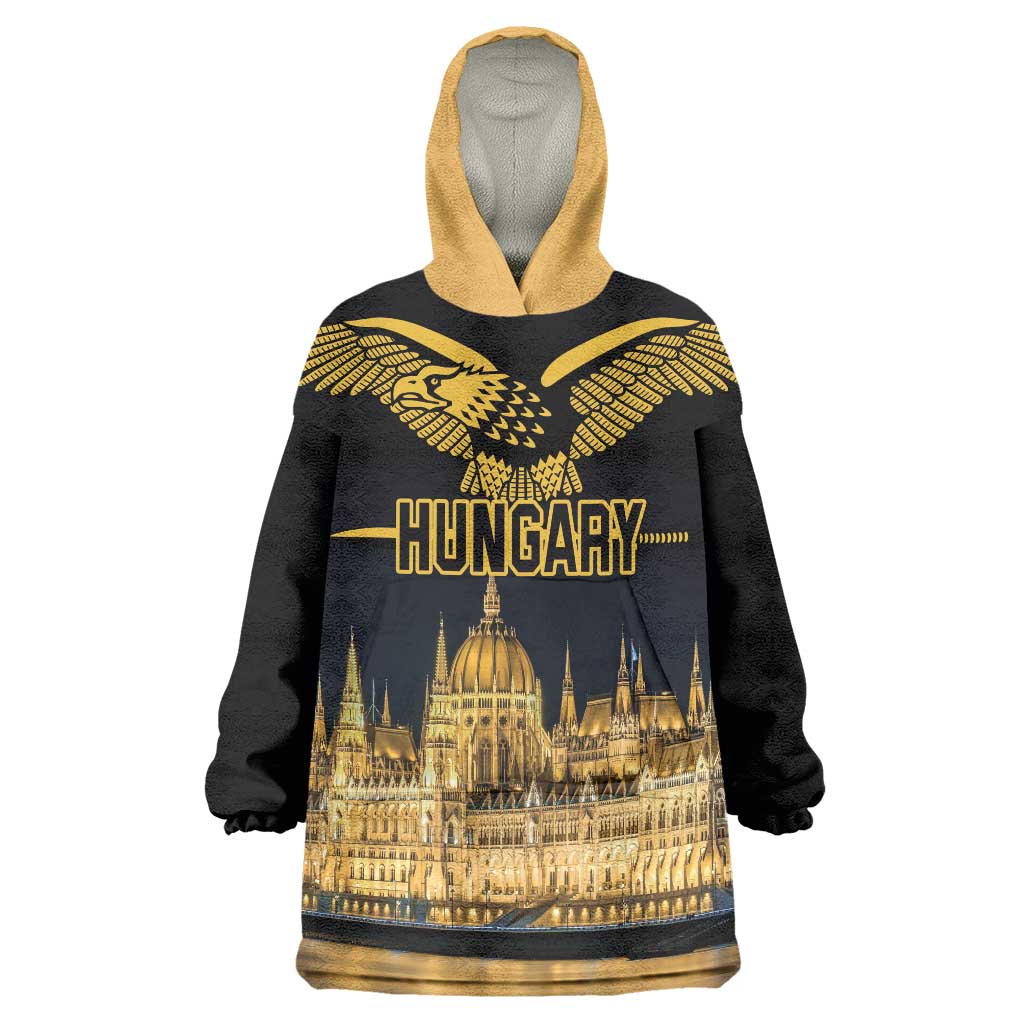 Personalized Hungary Budapest Capital Wearable Blanket Hoodie Hungarian Turul Bird - Wonder Print Shop