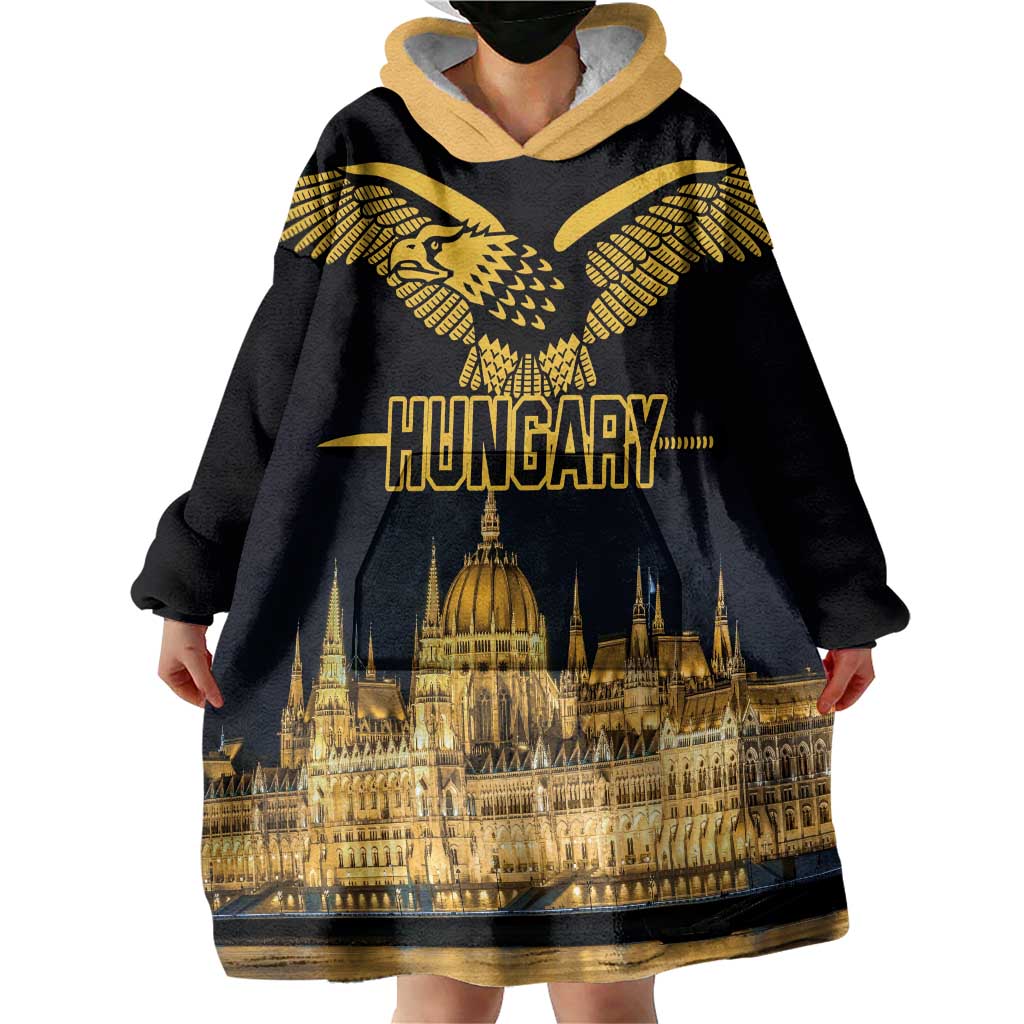 Personalized Hungary Budapest Capital Wearable Blanket Hoodie Hungarian Turul Bird - Wonder Print Shop