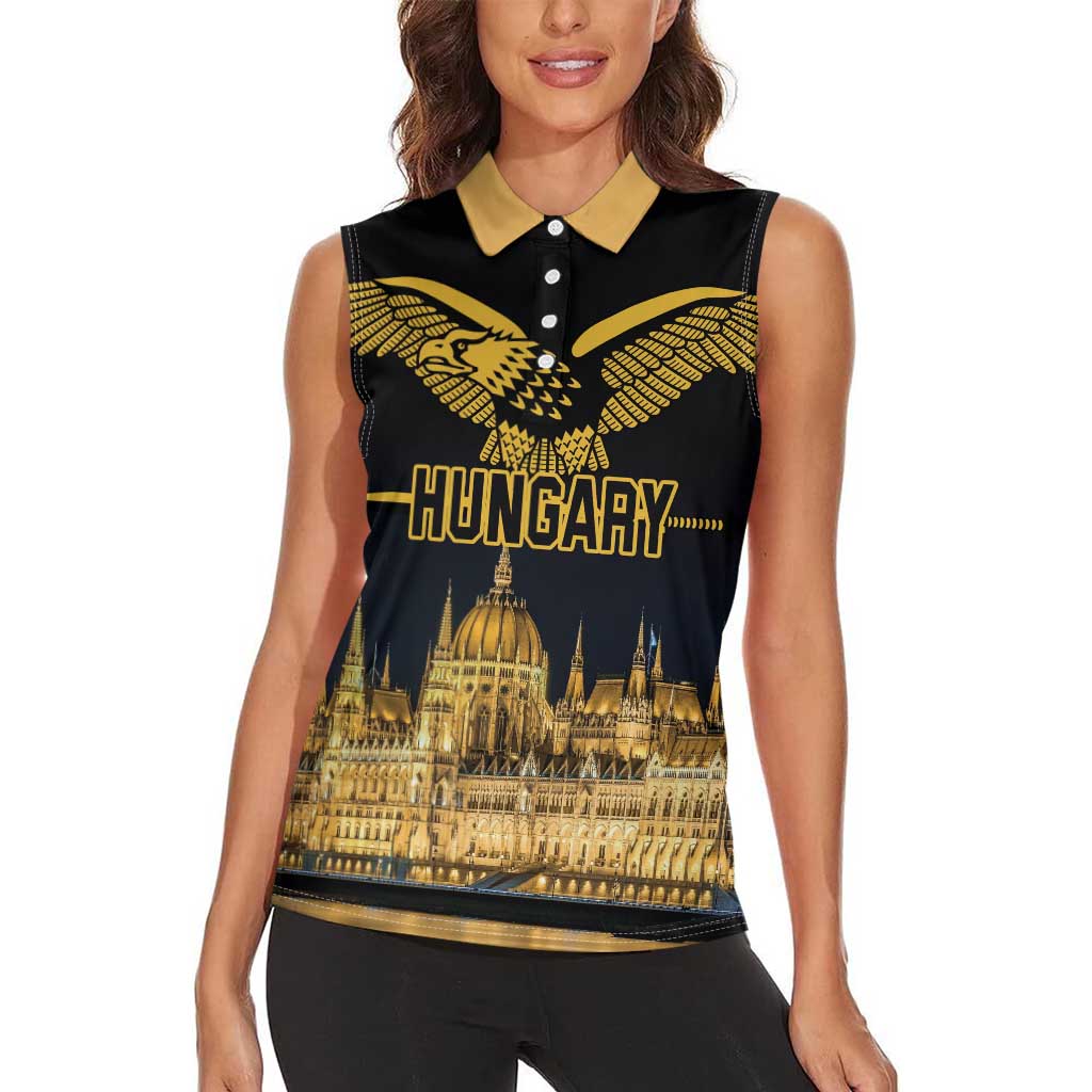 Personalized Hungary Budapest Capital Women Sleeveless Polo Shirt Hungarian Turul Bird - Wonder Print Shop