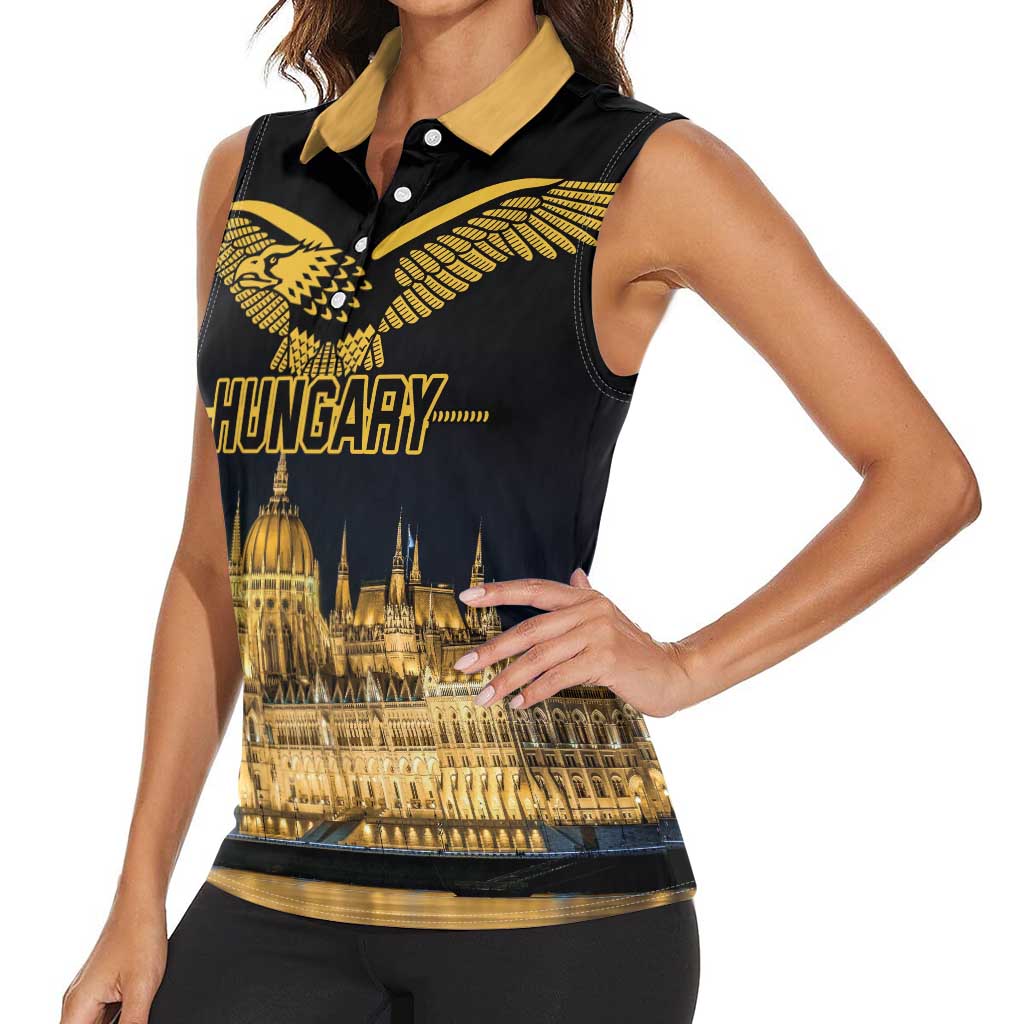 Personalized Hungary Budapest Capital Women Sleeveless Polo Shirt Hungarian Turul Bird - Wonder Print Shop