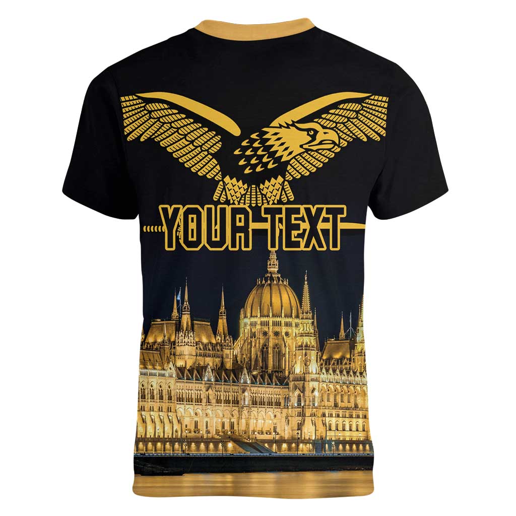 Personalized Hungary Budapest Capital Women V-Neck T-Shirt Hungarian Turul Bird - Wonder Print Shop