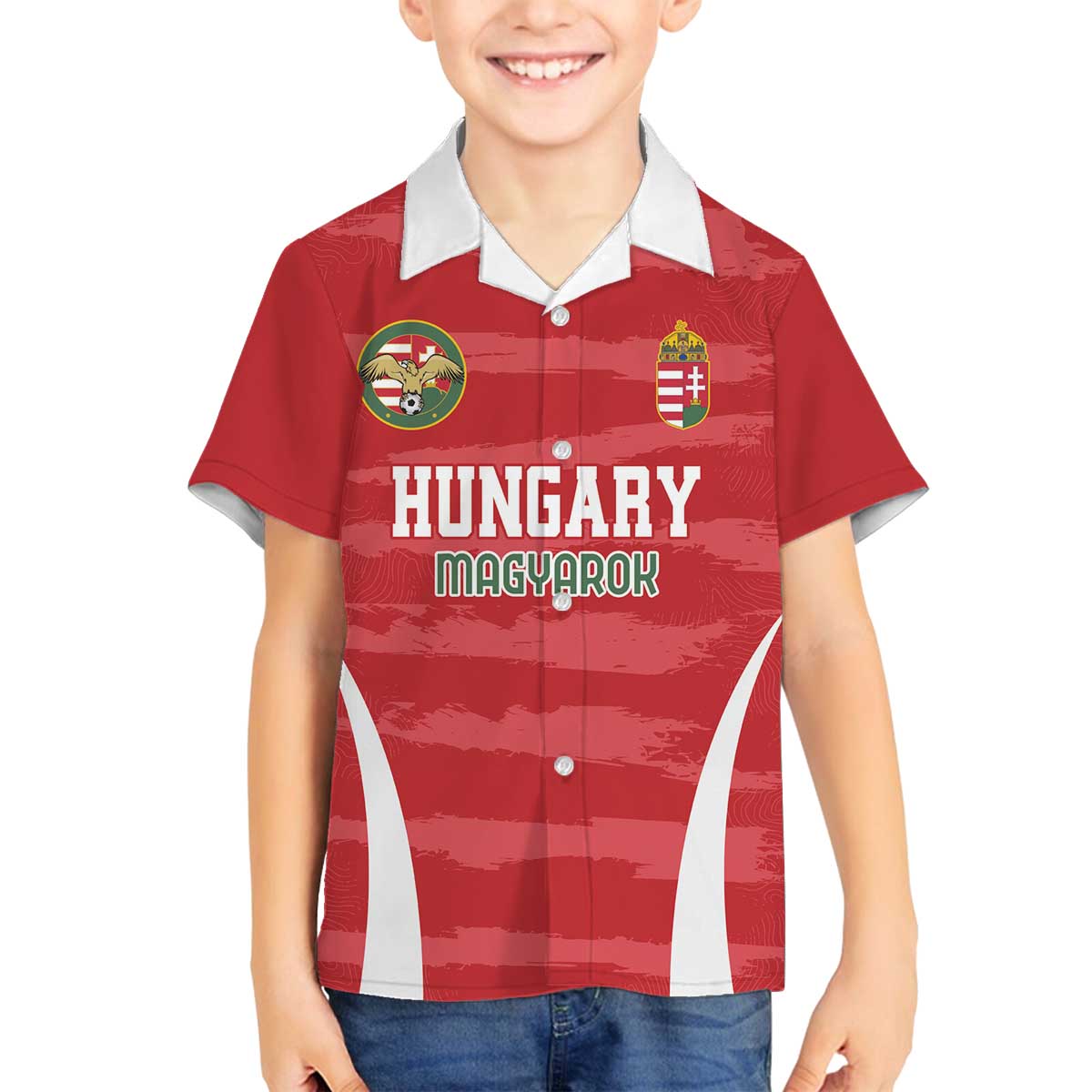Custom Hungary Football Family Matching Off The Shoulder Long Sleeve Dress and Hawaiian Shirt Magyarok Classic Football - Wonder Print Shop