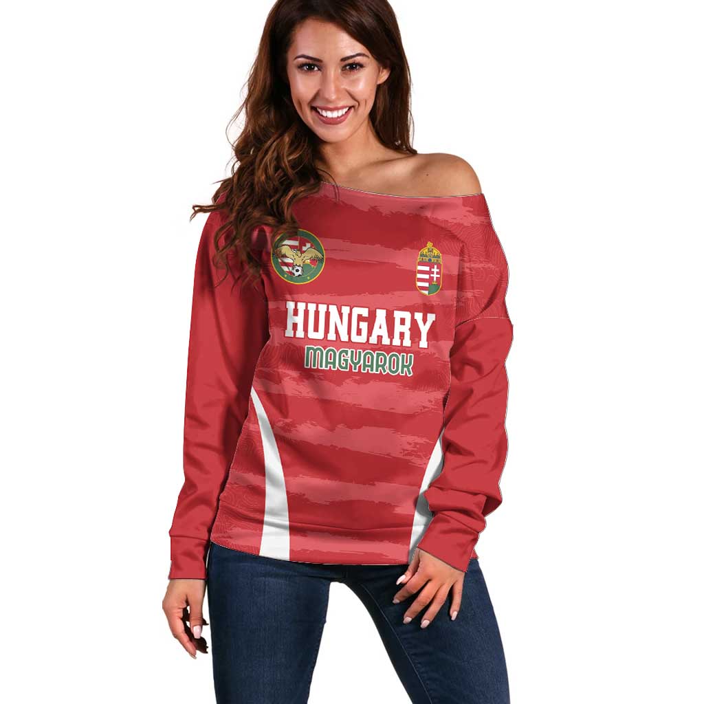 Custom Hungary Football Off Shoulder Sweater Magyarok Classic Football - Wonder Print Shop