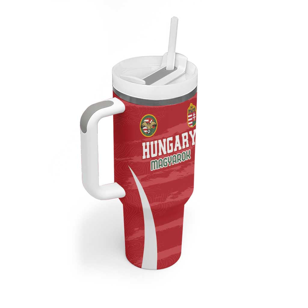 Custom Hungary Football Tumbler With Handle Magyarok Classic Football - Wonder Print Shop