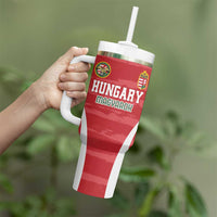 Custom Hungary Football Tumbler With Handle Magyarok Classic Football - Wonder Print Shop