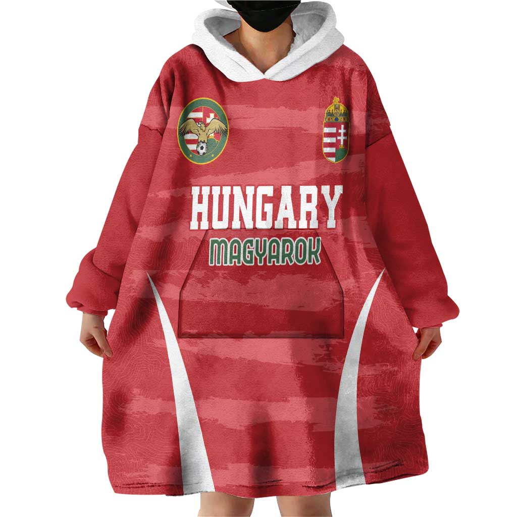 Custom Hungary Football Wearable Blanket Hoodie Magyarok Classic Football - Wonder Print Shop