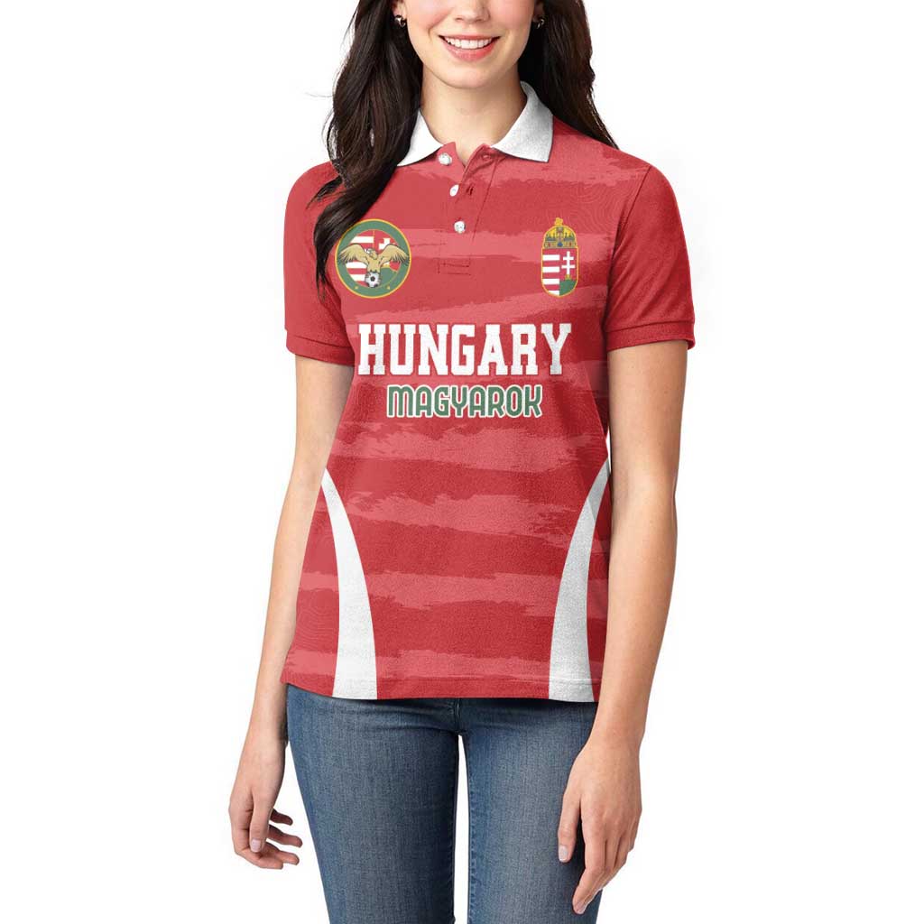 Custom Hungary Football Women Polo Shirt Magyarok Classic Football - Wonder Print Shop