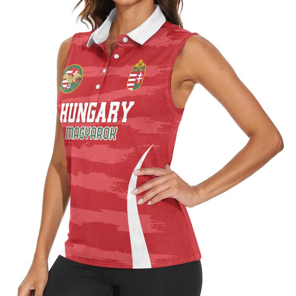 Custom Hungary Football Women Sleeveless Polo Shirt Magyarok Classic Football - Wonder Print Shop