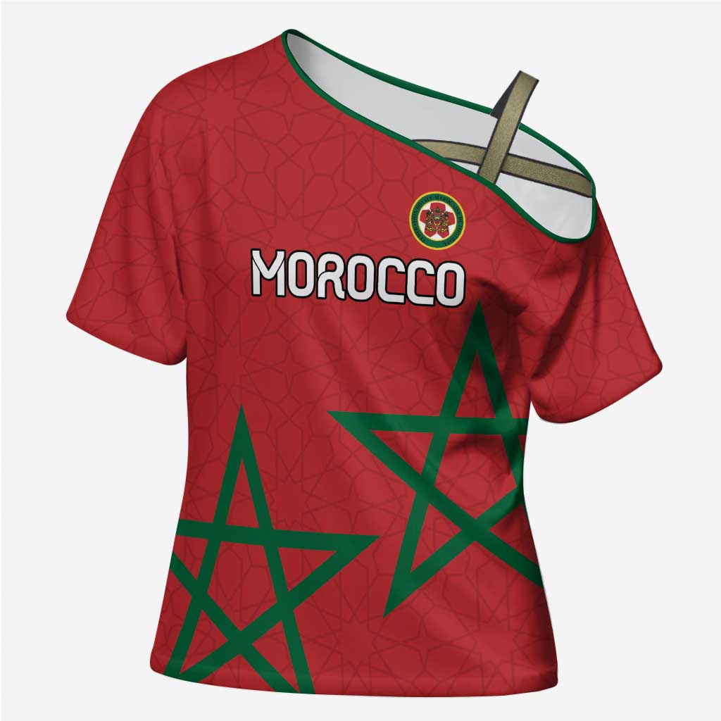 Custom Morocco Heritage Football Cross Shoulder Shirt Road To Champion