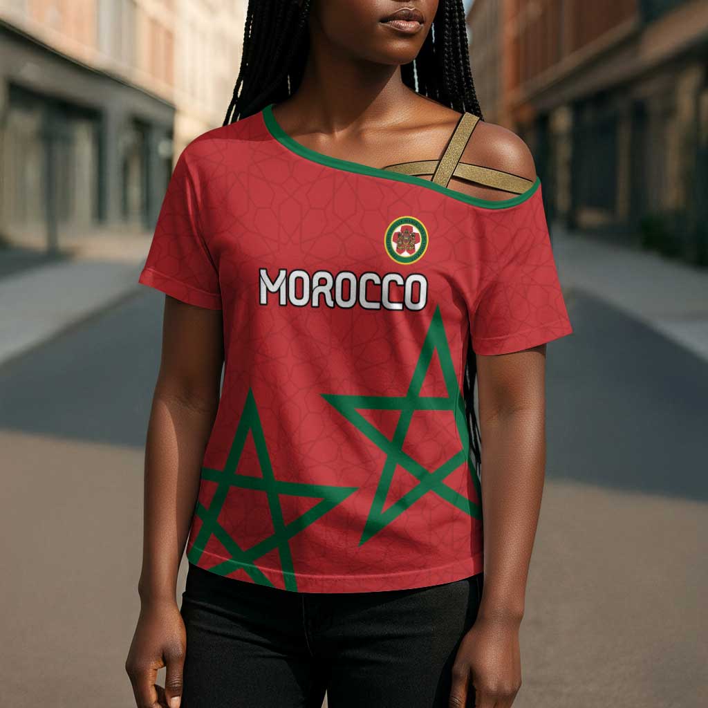 Custom Morocco Heritage Football Cross Shoulder Shirt Road To Champion