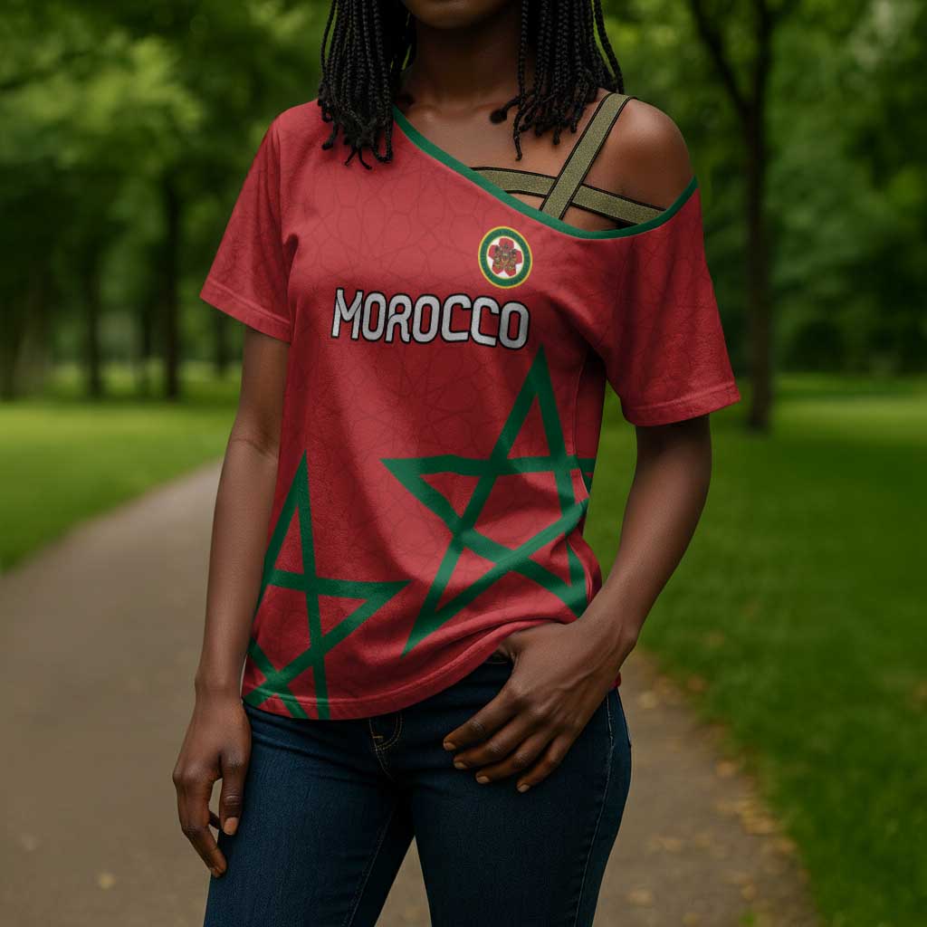 Custom Morocco Heritage Football Cross Shoulder Shirt Road To Champion