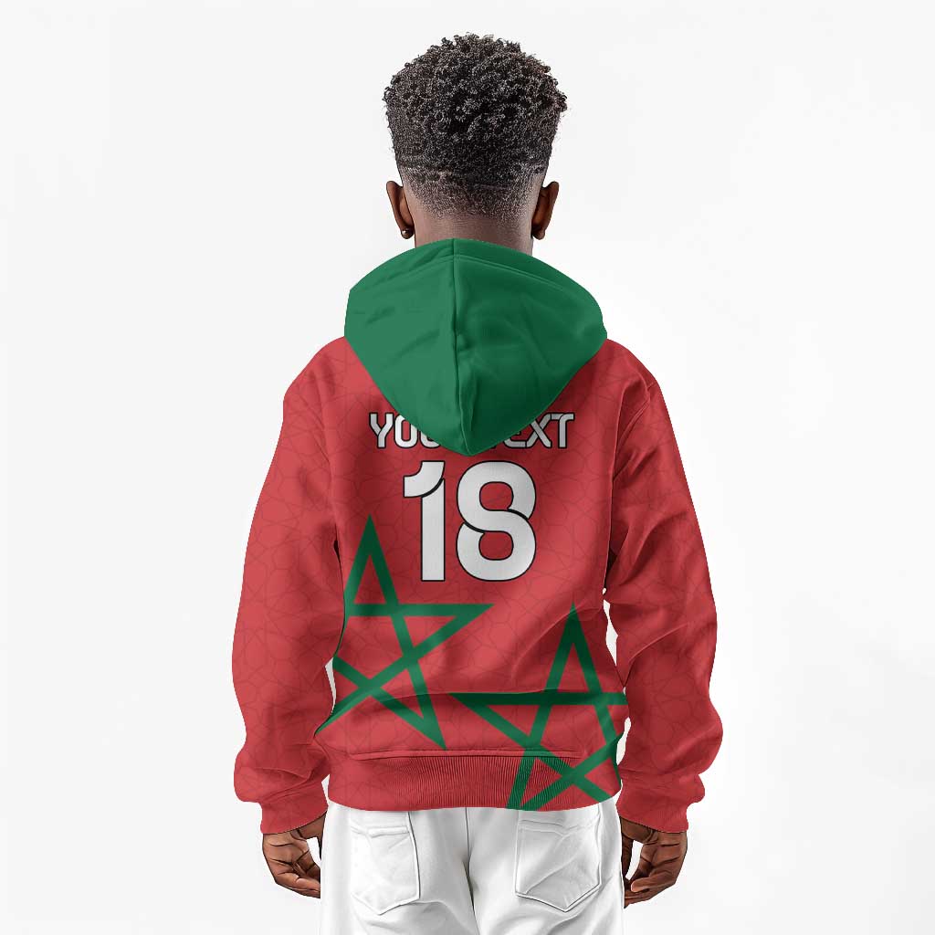 Custom Morocco Heritage Football Kid Hoodie Road To Champion