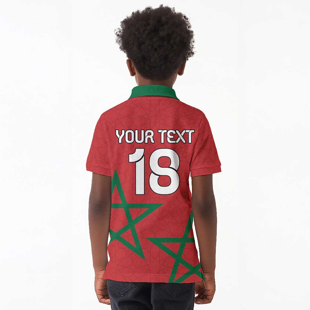 Custom Morocco Heritage Football Kid Polo Shirt Road To Champion