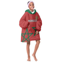 Custom Morocco Heritage Football Kid Wearable Blanket Hoodie Road To Champion