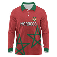 Custom Morocco Heritage Football Long Sleeve Polo Shirt Road To Champion