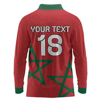Custom Morocco Heritage Football Long Sleeve Polo Shirt Road To Champion