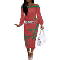 Custom Morocco Heritage Football Off The Shoulder Long Sleeve Dress Road To Champion