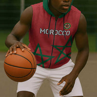 Custom Morocco Heritage Football Sleeveless Zip Hoodie Road To Champion
