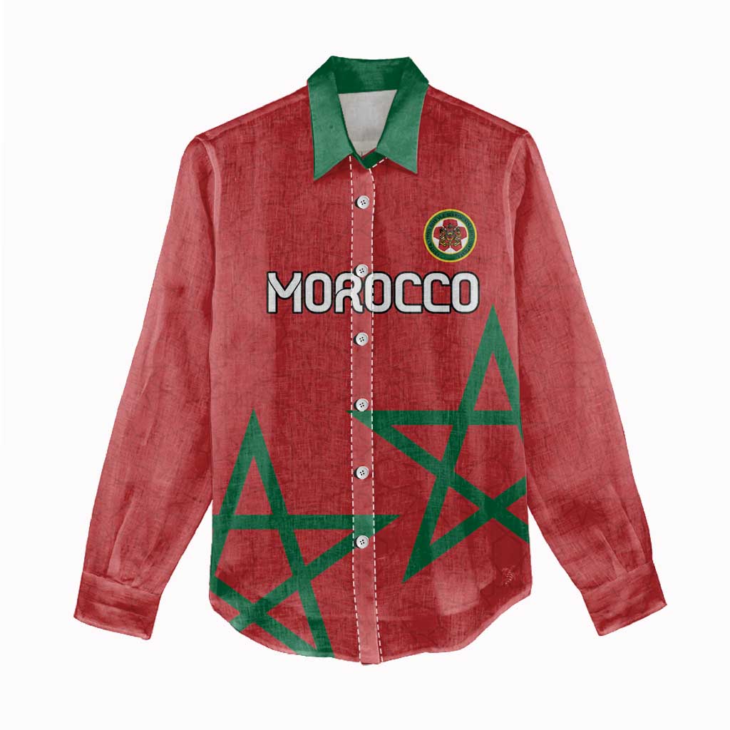 Custom Morocco Heritage Football Women Casual Shirt Road To Champion