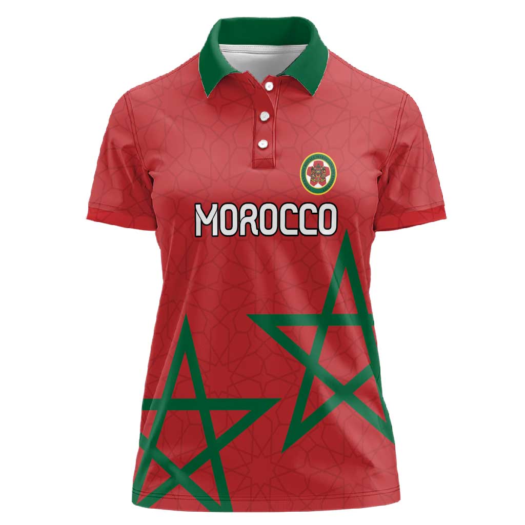 Custom Morocco Heritage Football Women Polo Shirt Road To Champion