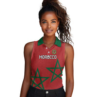 Custom Morocco Heritage Football Women Sleeveless Polo Shirt Road To Champion