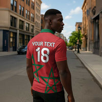Custom Morocco Heritage Football Zipper Polo Shirt Road To Champion
