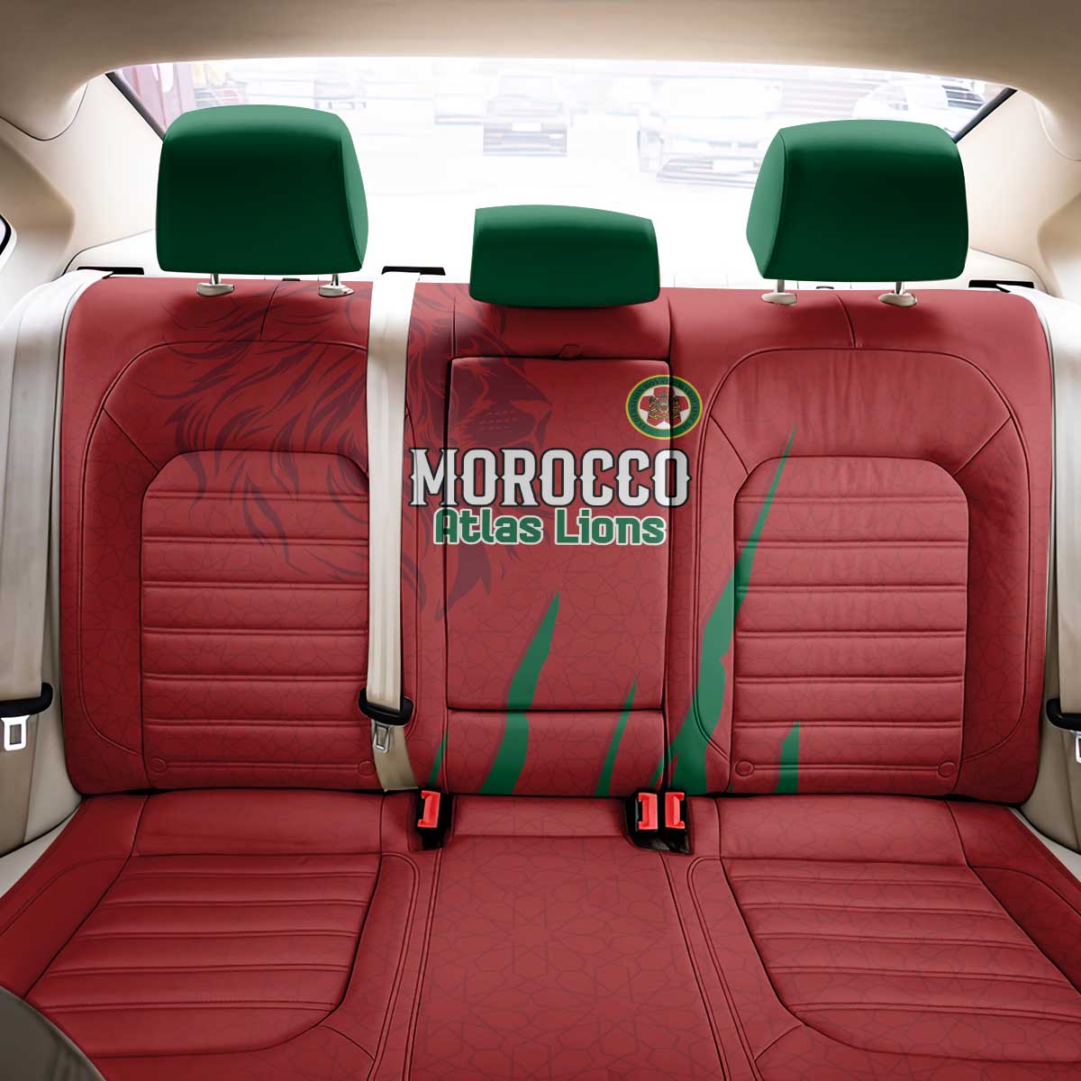 Morocco Football Back Car Seat Cover Atlas Lions Road To Champion