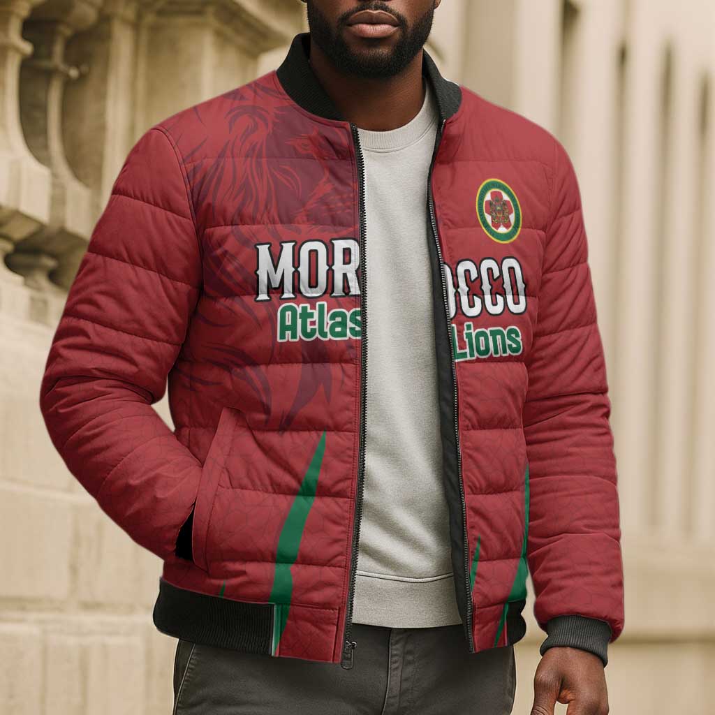 Custom Morocco Football Bomber Puffer Jacket Atlas Lions Road To Champion