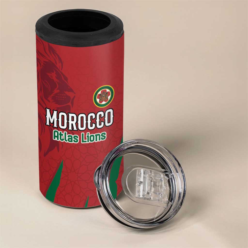 Custom Morocco Football 4 in 1 Can Cooler Tumbler Atlas Lions Road To Champion