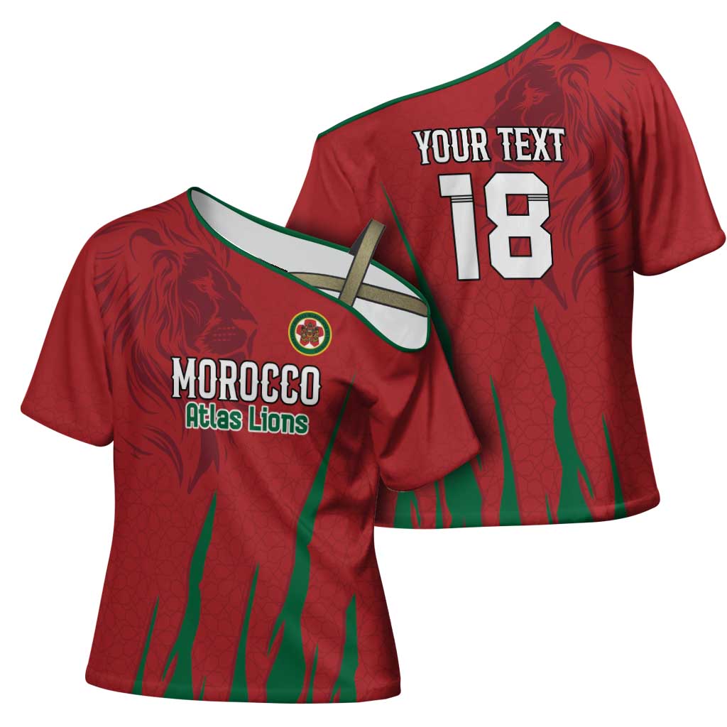 Custom Morocco Football Cross Shoulder Shirt Atlas Lions Road To Champion