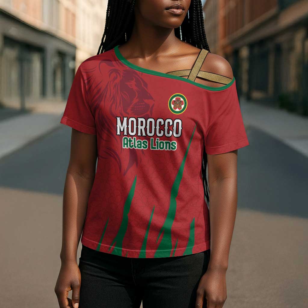 Custom Morocco Football Cross Shoulder Shirt Atlas Lions Road To Champion
