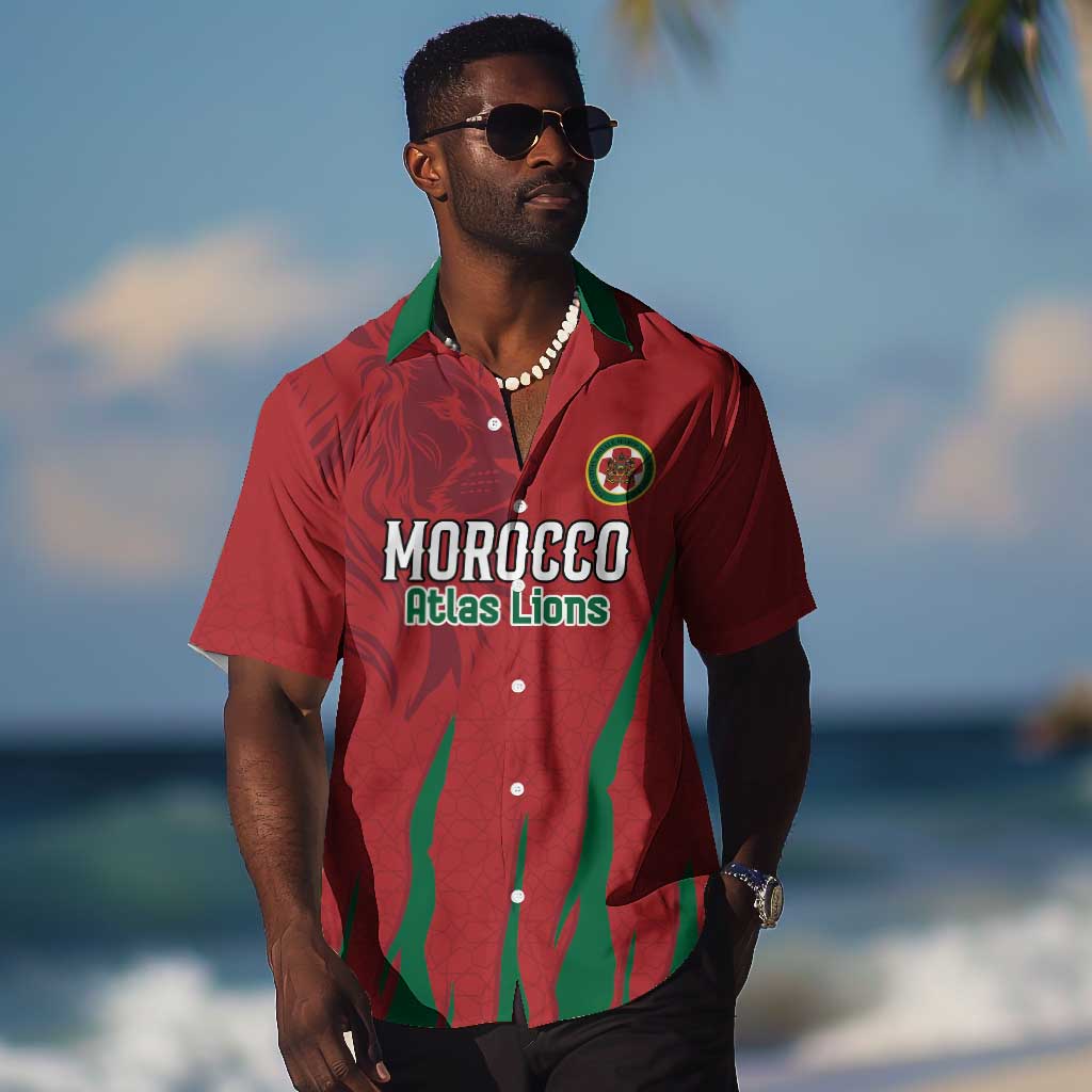 Custom Morocco Football Hawaiian Shirt Atlas Lions Road To Champion
