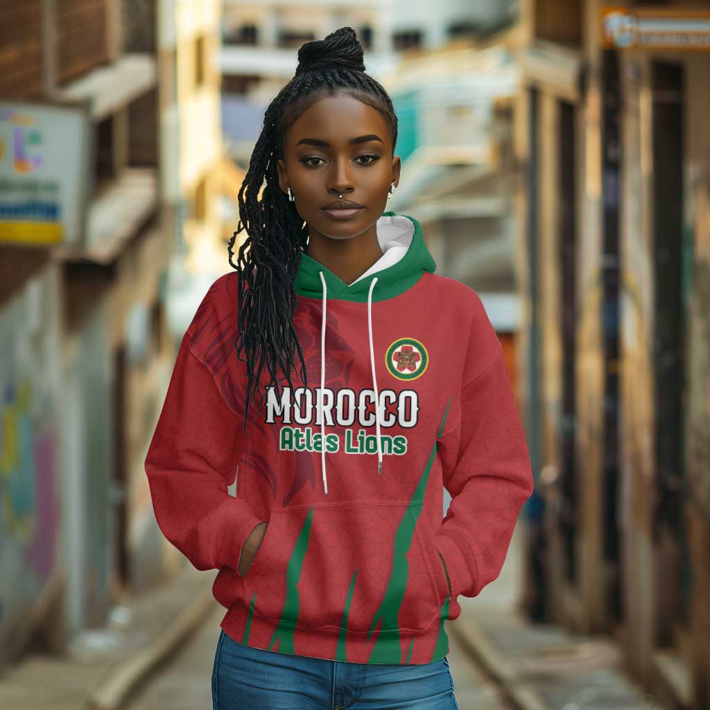 Custom Morocco Football Hoodie Atlas Lions Road To Champion