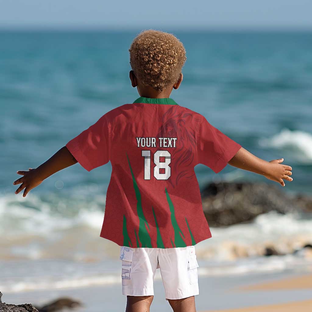 Custom Morocco Football Kid Hawaiian Shirt Atlas Lions Road To Champion