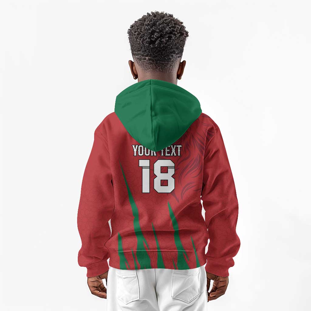 Custom Morocco Football Kid Hoodie Atlas Lions Road To Champion