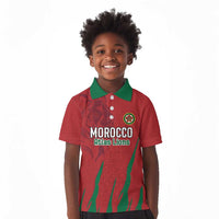 Custom Morocco Football Kid Polo Shirt Atlas Lions Road To Champion
