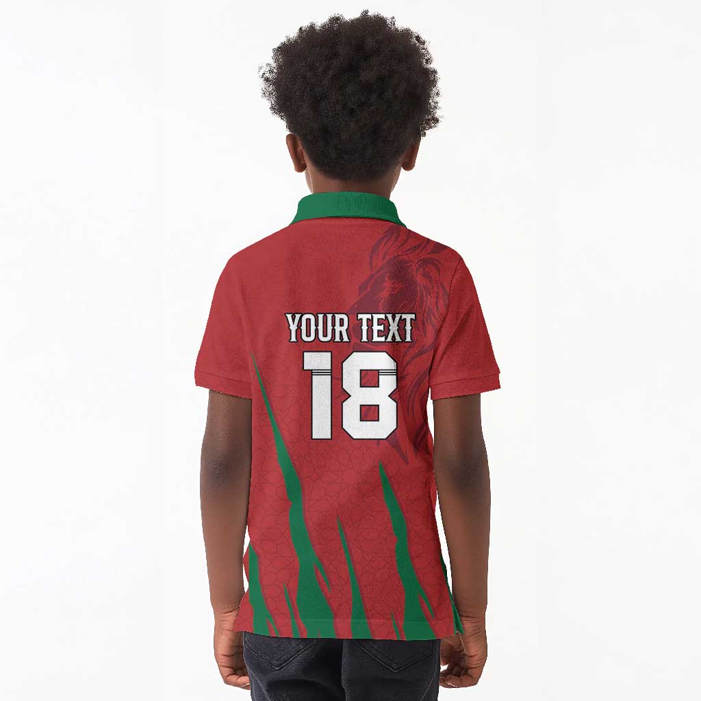 Custom Morocco Football Kid Polo Shirt Atlas Lions Road To Champion